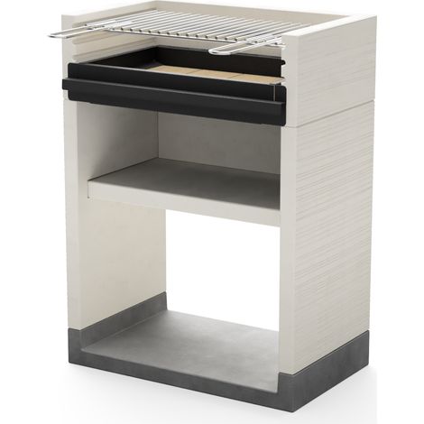 TUOZI - Barbacoa de Obra para Carbón Modelo VENIT FLEX (Gris/Blanco - 78 x 47 x 106 cm) REF: T00682 - Uso en Exteriores (1/2)