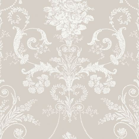 Laura Ashley Josette Weiss & Dove Grau Vliestapete - 10mx52cm (1/5)