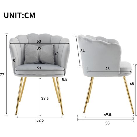 Polstersessel aus Samt in Grau 63 x 58 x 77 cm HOMAIRE (1/5)