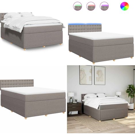 Sommier à lattes de lit avec matelas Taupe 140x190 cm Tissu - Sommier - Matelas à ressorts ensachés (1/5)