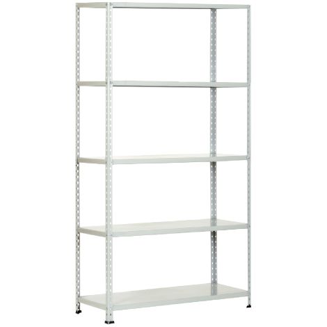 Kit Panda avec 5 e'tage'res a' tiges entie'res 37x100x196h cm en tole peinte grise capacite' 70 kg par e'tage're (1/3)