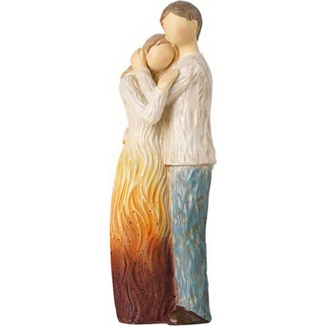 Sculpture Bois "Famille" Statuette Couple Debout - Ornement Bureau Artisanal en Bois Massif, Cadeau Fête des Pères ou Mères (1 Pièce) (1/5)