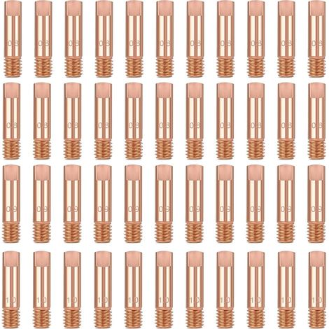 40 Stück Kupfer-Kontaktspitzen für Schweißdüsen, Kontaktrohre 0,8 mm, 0,9 mm, 1 mm, Schweißbrenner-Verschleißteile für 15AK MIG (1/5)