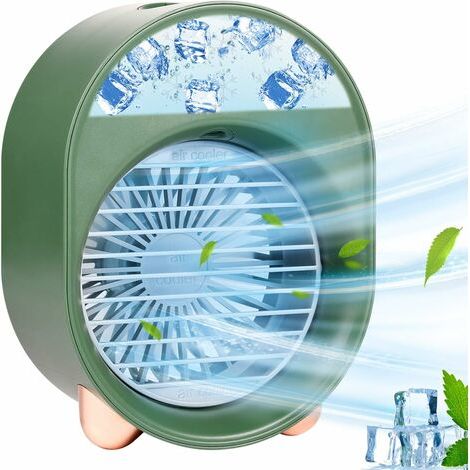 Climatiseur Portable, Refroidisseur D'air Personnel, Mini Refroidisseur D'air Portable Ventilateur de Climatisation Personnel Portable Refroidisseur Mobile 3 Vitesses (Green) (1/5)