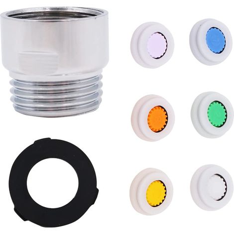Lot de 7 réducteurs de débit de douche 1/2" pour pommeau de douche fixe ou douchette à main 1,2/1,5/1,8/2/2,2/2,5 GPM (1/5)