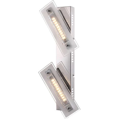LED Wandleuchte Kristall Wandlampe 2 flammig Wandleuchte Kristall, Glas satiniert, 1x LED 3000K, LxBxT 49x8x11,5 cm