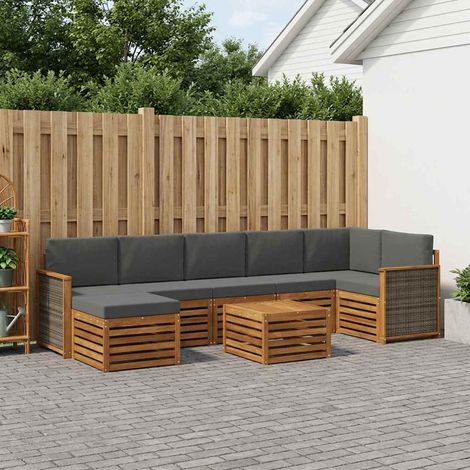 vidaXL Outdoor-Sofagarnitur mit Kissen 7 pcs Natur und Anthrazit (1/5)