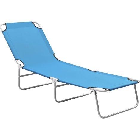 Sdraio sdraio prendisole lettino da giardino terrazza pieghevole mobili da esterno acciaio e tessuto blu turchese 020012800