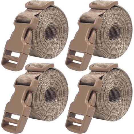 Lot de 4 sangles de valise kaki – 200 cm – Réglables – Accessoire de voyage – Sécurise vos bagages (1/5)