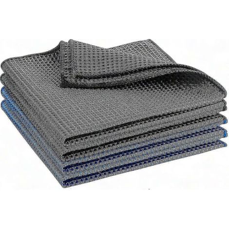 Hochwertige Carbon-Mikrofasertücher für die professionelle Fenster- und Spiegelreinigung – blaue und graue Poliertücher, 40er-Packung (1/5)