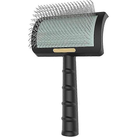 Brosse démêlante métallique pour animaux de compagnie, outil de massage pour démêler et éliminer les poils morts - Noir (1/2)