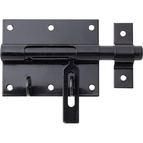 10 - Serrure De Portillon - Cadenas - Avec Gâche Fixe - Poignée Plate - Pour Box Équestre Et Clôture - Noir - 130x90x73 Mm