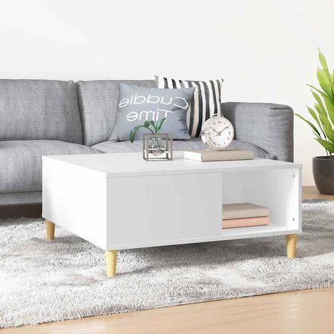 vidaXL Table basse blanc 80x80x36,5 cm bois d'ingénierie (1/5)