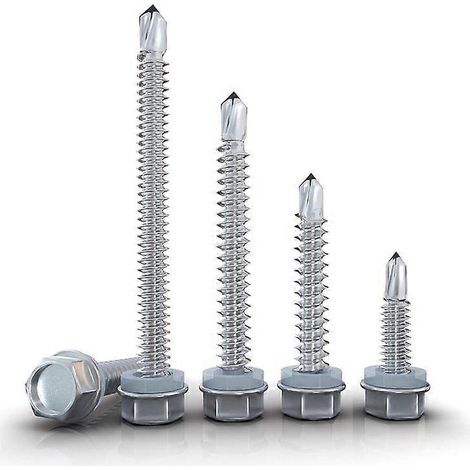 Selbstbohrende Schrauben für Metall, 80 Stück, Größen 12 x 1 Zoll bis 2-1/2 Zoll, Befestigungsset aus Edelstahl, ideal für Blech- und Metallkonstruktionsmontagen, für den professionellen Einsatz und H (1/5)
