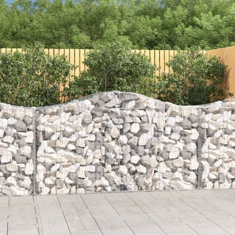 Gabionen mit Hochbogen 3 Stk. 200x50x100/120cm Verzinktes Eisen