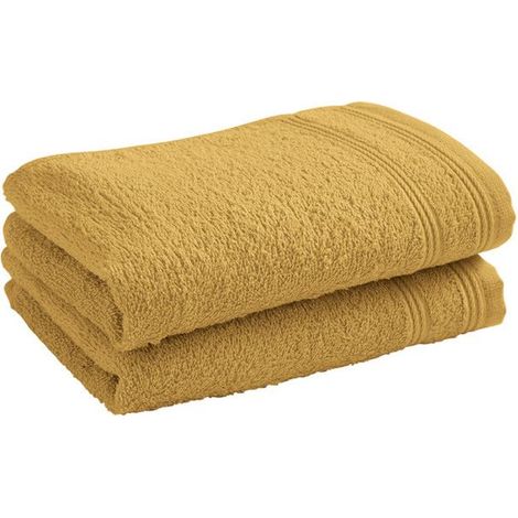 Lot de 2 serviettes invité - COTON PUR - Spa - 30 x 50 cm - 400 g/m² - Jaune Maïs (1/5)