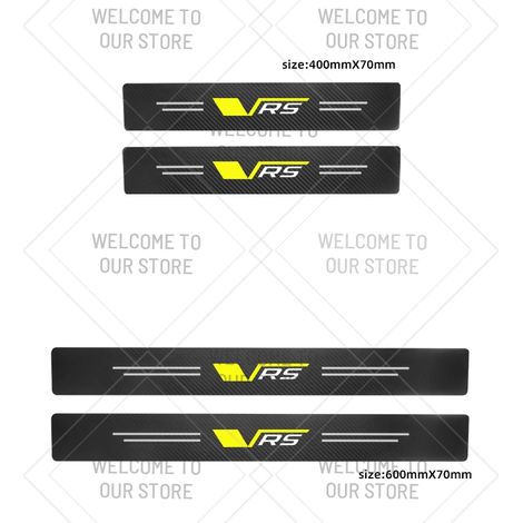 (4 pièces pour logo VRS) Convient aux modèles Skoda Rapid, Superb, Octavia, Enyaq et Yeti avec logo VRS. Bande de seuil de porte/coffre en fibre de carbone. Protection de seuil de coffre/porte. (1/4)