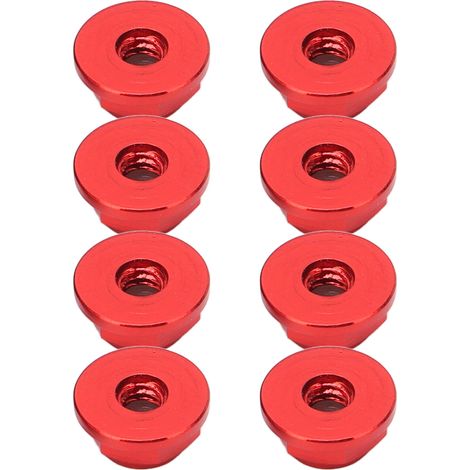 8 pièces Écrous auto-bloquants M2 en aluminium avec revêtement nylon anti-desserrage pour modèles SCX24, rouges (1/5)