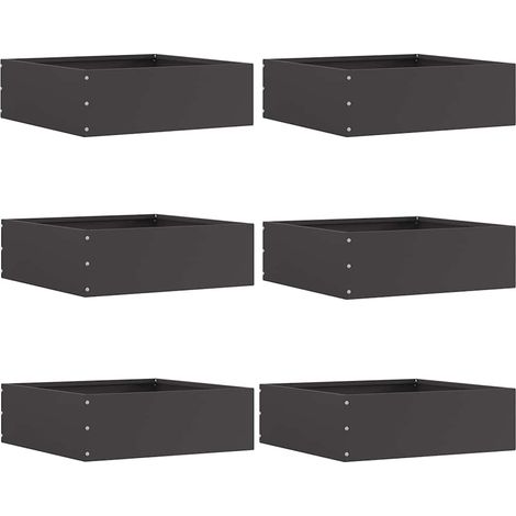Raseneinfassung 6 pcs Schwarz 40 x 40 x 13 cm Stahl