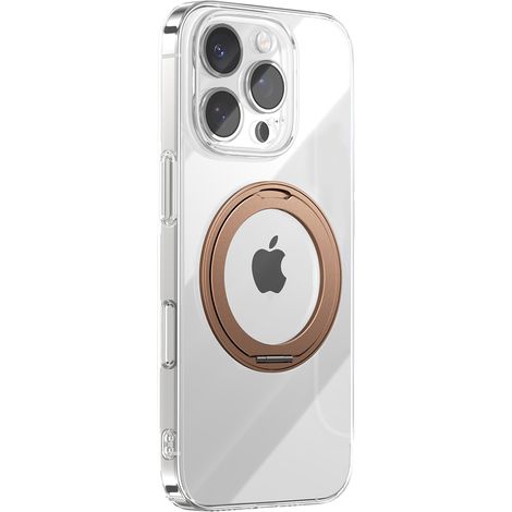Funda MagSafe para iPhone 16 Pro con soporte de anillo giratorio de 360° - Dorada (1/4)