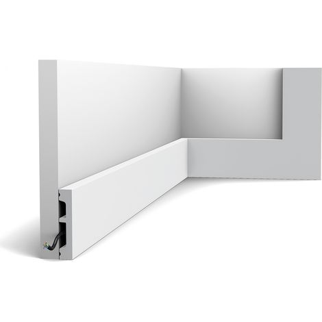 Battiscopa Orac Decor SX157-RAL9003 AXXENT SQUARE zoccolino profilo multifunzione modanatura tipo stucco preverniciata design moderno bianco segnale 2 m