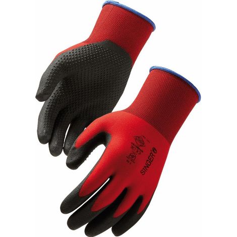 Guantes de poliamida SINGER rojos - talla 10 - NYMR15CFTN10