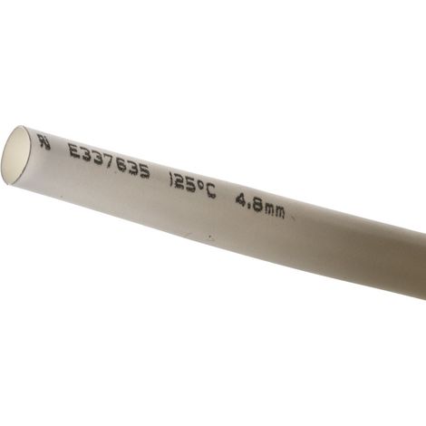 Gaine thermorétractable RS PRO, Dia. 4.8mm Blanc rétreint 2:1, 9m ( Prix pour Bobine de 9 Mètres )