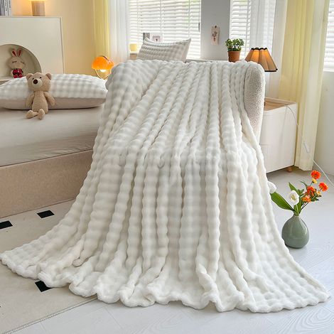 Weiche und gemütliche karierte Decke, Sofadecke, Bettdecke, 150 x 200 cm, weich und warm für Sofa und Bett, Schlafzimmer, Weiß