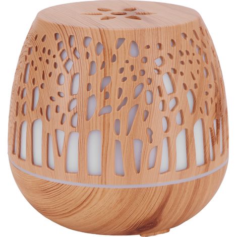 400-ml-Aromatherapie-Lufterfrischer, helles Holz mit durchbrochenem Design, EU-Stecker 100–240 V (1/5)