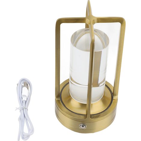 Lampe Table Aluminium Complet Rechargeable Contrôle Tactile Rétro – 3 Couleurs Ambiance Intérieur Extérieur, Doré (1/3)