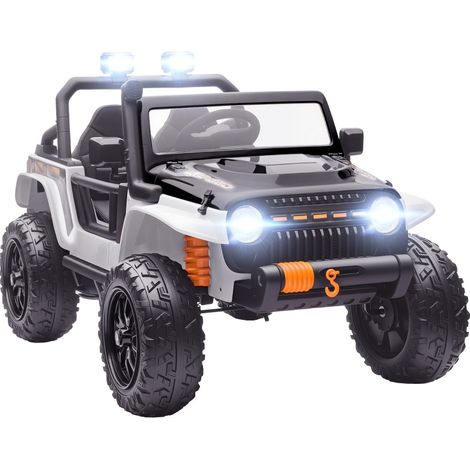 Auto elettrica per bambini 12V bianca con doppio motore, telecomando 2.4G, musica e luci LED (1/5)