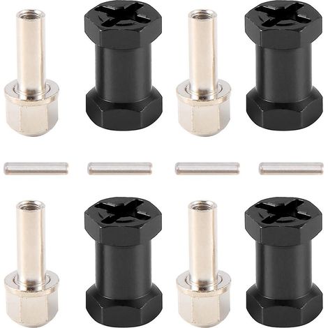 Lot de 4 adaptateurs hexagonaux de 12 mm pour moyeu de roue, rallonge de 20 mm, coupleur pour voiture RC 1/10 (crawler SCX10 D90), noir (1/5)