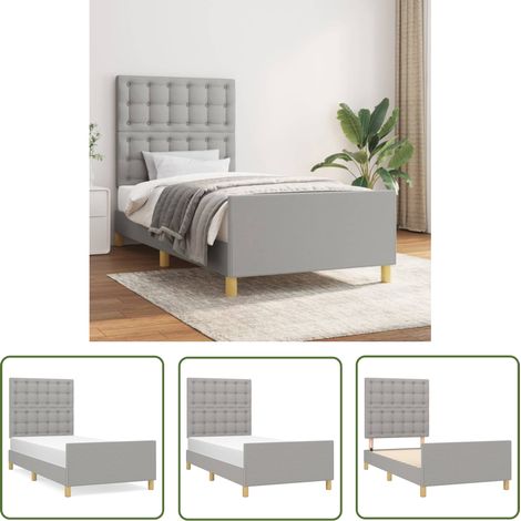Lit avec tête de lit Gris clair 80x200 Tissu 2 (1/5)