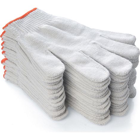 12 paires de gants de travail coton et nylon tricotés, résistants à l’usure, gants de protection 600g, sans javel