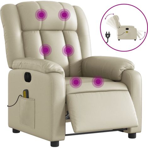 Maison Exclusive - Massagesessel Elektrisch Creme Kunstleder