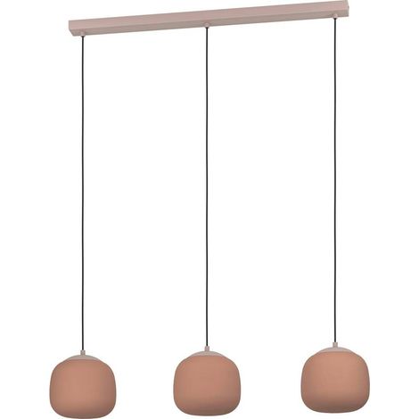 Lampadario A Sospensione Moderno Cominio Acciaio Tortora Vetro 3 Luci E27 (1/4)