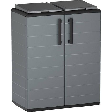 ARMADIO BASSO A SCOMPARTI PER RACCOLTA DIFFERENZIATA cm 68 x 37 x H.84 (l x p x h) - 2 scomparti