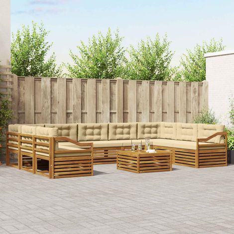Outdoor-Sofagarnitur 10 pcs Natur und Beige Massivholz Akazie (1/5)