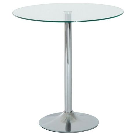 Modern Round Dining Table with Tempered Glass Top and Steel Base,Space-Saving Small Bar Table for Contemporary Dining Rooms