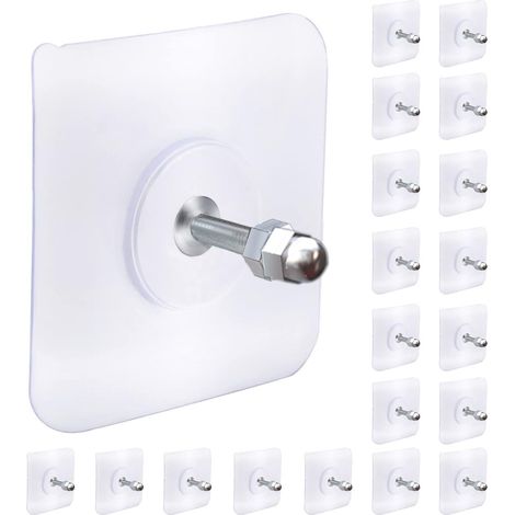 Ganci autoadesivi - nastro biadesivo - chiodo autoadesivo - 20 chiodi autoadesivi - Morsetti per imbracatura - Acciaio inossidabile - Extra resistenti - Skoov (1/5)