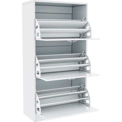 Armoire à Chaussures 63x30x120cm 3 abattants en Bois Entrée avec Cloisons Amovibles pour Salon, Cuisine, Couloir SIRHONA (1/5)