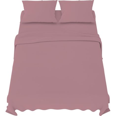 Parure de Lit 140x200 cm Rose Microfibre Douce (1/5)