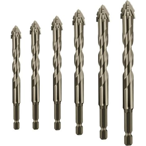 Mèche de scie excentrique à quatre cannelures, revêtue de titane, jeu de forets multi-tailles pour bois et métal (4/5/6/8/10/12 mm) (1/5)