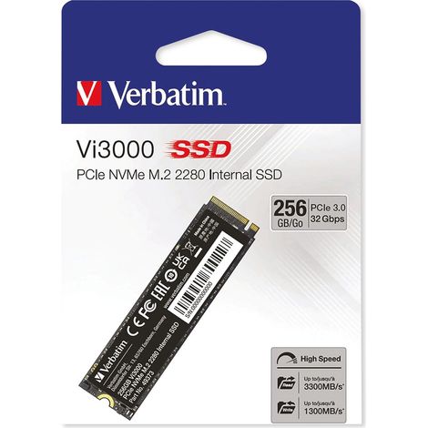 SSD VERBATIM M.2 2280 Vi3000, PCIe 3.0, 256 Go