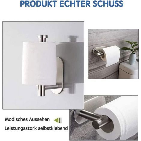 Porte papier toilette sans perçage - Acier inoxydable SUS304 Installation rapide ruban adhésif 3M - Nickel brossé 16x8x4.25cm (1/5)