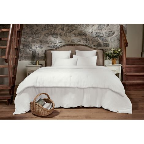 Housse de Couette 240 x 220 cm Quadruple Gaze de Coton 220 g/m² Bella Chantilly (1/4)