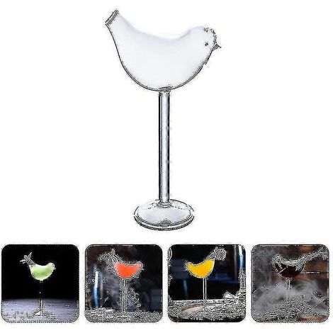 lot de 4 verres à cocktail en forme d'oiseau, verres à vin (transparents)