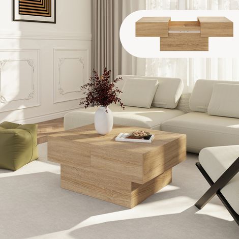 Ausziehbarer Couchtisch Lens 80x60x36 cm Eicheoptik [en.casa]