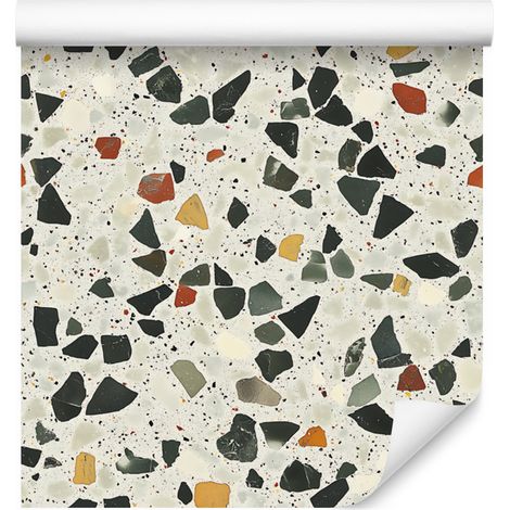 Papier peint terrazzo gris clair, gris et blanc 50 x 1000 cm (1/5)