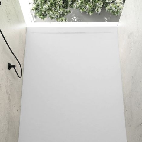 Stano. – Receveur de douche à encastrer 80 x 120 cm – Extra plat en résine polyester – Antidérapant classe 3 – Bonde horizontale incluse (1/5)